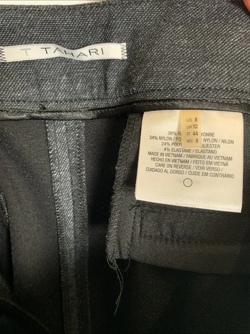T Tahari Black Dress Pants with Dark Gray Waistband